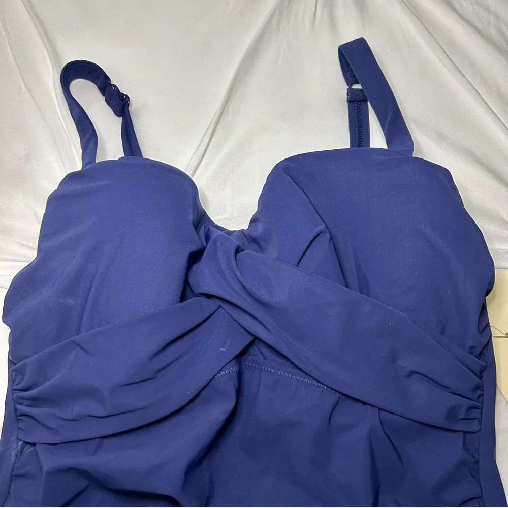 NWT Profile By Gottex Tutti Fruitti Blue Tankini Top Underwire Bra 36D